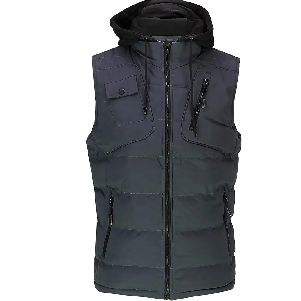 Custom Nieuwe Stijl Gemakkelijk Veelzijdige Waterbestendig Lichtgewicht Puffer Vest Met Een Full-Ritssluiting Afneembare Kap Gilet