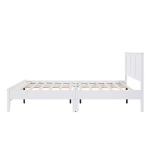 Cadre de lit moderne en MDF blanc, conçu pour durer, avec support à 12 lattes et plateforme peinte écologique pour chambre à coucher - Product Image 3