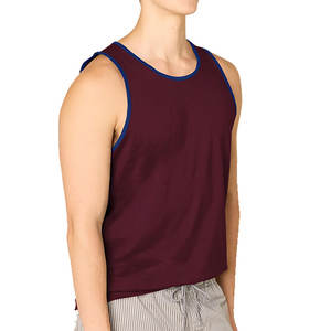 Camiseta sin Mangas para Hombre, Informal, de Color Sólido, Ligera y Transpirable, Mezcla de Poliéster/Algodón, Precio Económico al por Mayor - Product Image 1