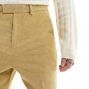 Casual Slouchy Fit Warm Plaid Trousers Men Daily Outdoor Wear Thick Soft Woven Wide Leg Pleated Bottoms - Product Image 5