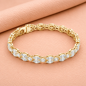 Luxury Marquise Cut Diamond Tennis Bracelet 14KT Gold Plated Silver IGI Certification Elegant Statement Jewelry for Women <b>Gift</b> - Product Image 3