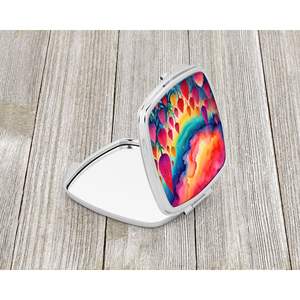 Colorful Celosia <b>Compact</b> Travel Makeup <b>Mirror</b> Portable Folding Handheld for Women and Girls Decorative Gift - Product Image 2