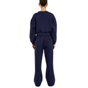 Ensemble de survêtement décontracté pour femme : pull à col rond à manches longues et pantalon droit à taille élastique, deux pièces - Product Image 2