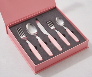 Ensemble de couverts en acier inoxydable avec manche rose, design minimaliste, pour le camping, la maison et les événements - Product Image 6