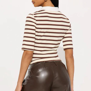 Nouvelles chemises de golf pour femmes, col rond, tissu jersey, imprimé graphique, doux, respirant, séchage rapide, 100% coton, manches courtes, protection solaire - Product Image 3
