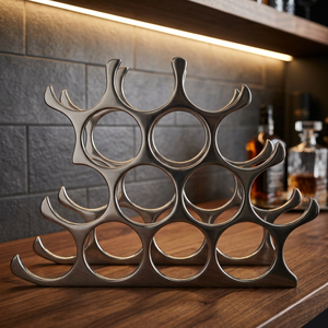 Porte-bouteilles moderne en aluminium style ferme avec motif floral – Organisateur élégant pour bar à domicile, gain de place - Product Image 1