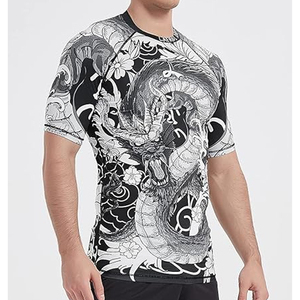 T-shirt de compression pour hommes en gros, Rash Guard à manches courtes, protection UV, maillot de bain, prix usine OEM - Product Image 2