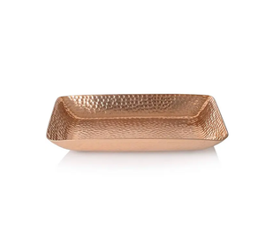 Copper <b>Serving</b> <b>Tray</b> Stainless Steel <b>Gold</b> Plated Hammered Design Dry Fruits for <b>Tray</b> Copper Handle At Your Budget - Product Image 1