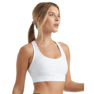 Custom <b>Women</b> Sports Bra Racerback Athletic <b>Crop</b> <b>Top</b> <b>White</b> Gym Fitness Activewear OEM ODM Wholesale Manufacturer - Product Image 4
