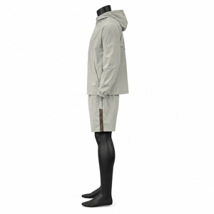 Ensemble de veste coupe-vent à capuche gris clair, vêtements d'extérieur toutes saisons, ensembles coupe-vent courts personnalisés - Product Image 6