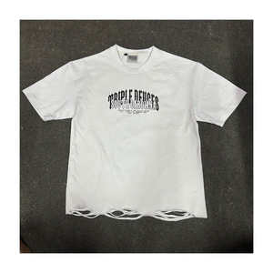 Camiseta de algodón con diseño gráfico, fabricante de camisetas, estilo oversize, streetwear, camisetas holgadas con efecto desgastado para hombre - Product Image 1