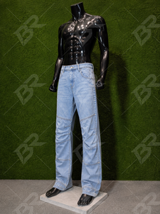 Jean large bleu clair délavé style vintage, coupe décontractée, streetwear pour femme - Product Image 4
