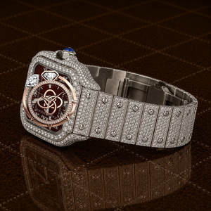 Montre en diamant moissanite sur mesure pour homme, luxe, entièrement sertie de pierres - Product Image 3