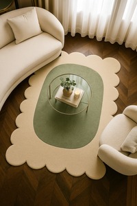 Modern Luxury Hand Tufted white Wavy Rug Abstract Wool <b>Carpet</b> Irregular Shape for Living Room Bedroom Picnic Christmas Gift Home - Product Image 3