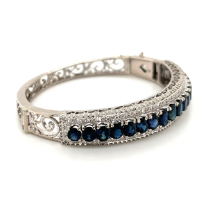 Bracelet jonc en alliage d'argent tibétain avec diamants sertis en canal, plaqué platine/or/argent, bijoux de mariage pour femme - Product Image 4