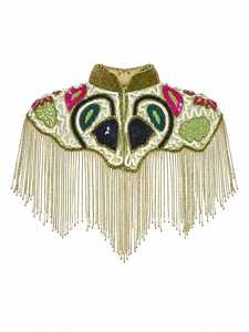 Elegant Beaded Burlesque <b>Cape</b> Fringes Gold <b>Green</b> Sequined Polyester Adult Festival Wrap Chandni Export House ODM 7-Day Sample - Product Image 3