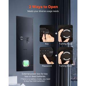 4-Tier Wall Mounted In-Wall <b>Box</b> Q235 Cold-Rolled Steel Black LED Lighting 3 Adjustable Shelves <b>Key</b> <b>Holders</b> Storage Lockers - Product Image 3