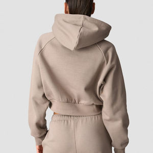 Sweat à capuche court streetwear délavé, 100% coton épais, lavable, avec broderie de logo personnalisé et impression numérique, idéal pour l'hiver - Product Image 3