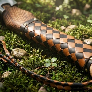 A&M ENTERPRISES Handmade <b>Viking</b> Bearded <b>Axe</b> with Polished Steel Head Wooden Handle and Woven Leather Grip Norse Style <b>Axes</b> - Product Image 3