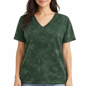 T-shirt pour femme, col en V uni, manches courtes, tissu doux, décontracté, léger, respirant, pour tous les jours - Product Image 1