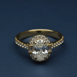 2.00 Ct IGI Certified Lab Created Diamond Ring Oval Engagement VVS2 F Yellow Gold Custom Wholesale Diamond Ring Lab - Product Image 1