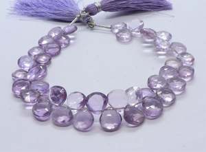 Perles d'améthyste rose naturelle facettées en forme de cœur 7-8 mm, perles d'améthyste en forme de cœur, perles d'améthyste pour la fabrication de bijoux, 8 pouces - Product Image 4