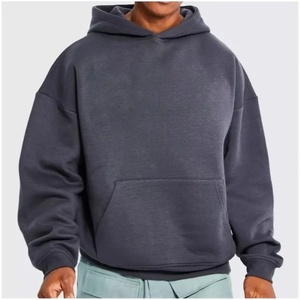 Men's Oversized Hooded Fleece Sweatshirt Solid Color Casual Pocket Design Regular Fit Autumn Wear 100% Cotton Knitted Style - Product Image 1