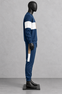 Men's Color Blocking Tracksuit Crew Neck <b>Sweatshirt</b> Full <b>Sleeve</b> Drawstring Joggers Casual Autumn Wear 100% Cotton Material - Product Image 3
