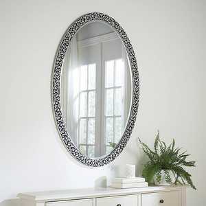 Factory Wholesale Price <b>Silver</b> Bone Inlay Modish <b>Wall</b> <b>Mirror</b> Frame Grey Floral Pattern Handmade Eco-Friendly Customized Shape - Product Image 6