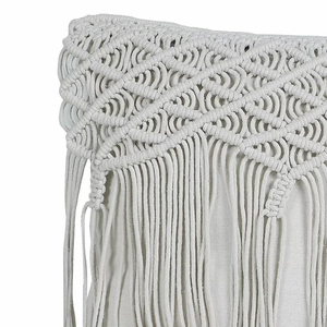 Embroidery Boho Home Décor Cushion <b>Cover</b> Macramé Cotton Handcrafted Square Pillow <b>Throw</b> <b>Cover</b> for Couch Bed 16 x 16 inch - Product Image 4