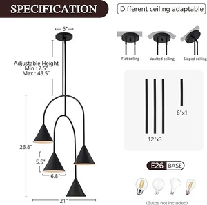 Lampe suspendue contemporaine en métal, luminaire suspendu pour salle à manger, îlot de cuisine, chambre à coucher, café, restaurant, décoration intérieure de la maison - Product Image 2