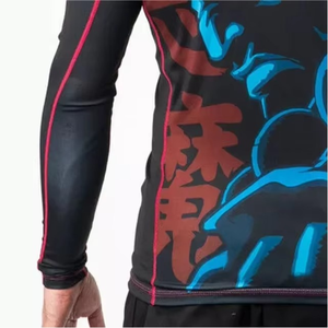 <b>Men</b> Anime Style BJJ Rash Guard <b>Compression</b> <b>Shirt</b> Long Sleeve MMA Grappling Top Polyester Spandex OEM Custom - Product Image 4