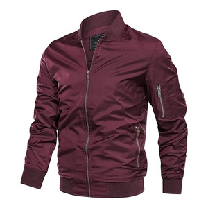 Bomber <b>Jacket</b> Full Zip Casual Outerwear Ribbed Cuff <b>Lightweight</b> Coat Sleeve Pocket Custom Logo Wholesale Street Fashion Apparel - Product Image 1