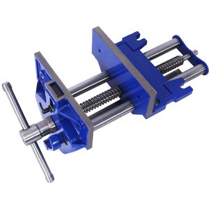 Morsa da banco per falegnameria resistente con ganascia da 7 pollici, azione rapida, leva a sgancio rapido e regolazioni rapide, in ghisa blu - Product Image 2