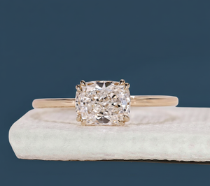 1.00CT Cushion Lab Grown Diamond Solitaire Engagement Ring VVS2 F IGI Certified Rhodium Plated Yellow Gold Women's Wholesale - Product Image 1