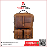 Mochila de Cuero Genuino de Grano Completo con Logotipo Personalizado, Mochila de Viaje para Hombre en Color Sólido, Gran Venta