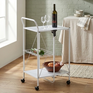 White Steel <b>Foldable</b> <b>Cart</b> With Four Wheels Multilayer Storage Movable Organizer - Product Image 3