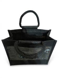 Sac cadeau en jute vert avec fenêtre transparente, taille moyenne, origine Bengale occidental, sac de shopping, sac d'emballage personnalisé avec logo pour boutique de détail - Product Image 3
