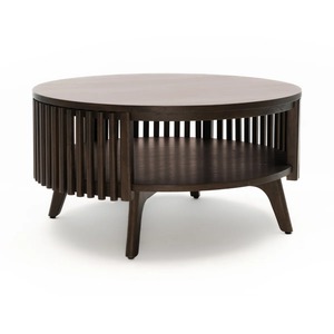 Modern Round Wood <b>Coffee</b> <b>Table</b> With Storage Shelf Midcentury Design Living Room Furniture - Product Image 1