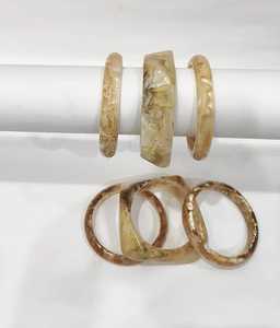 Conjunto de Brazaletes Geométricos de Resina de Jade Verde, Pulseras Unisex de Moda para Fiestas - Product Image 4