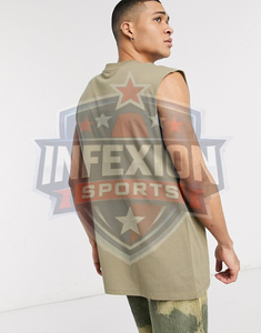 เสื้อกล้ามถักคอวีสีเขียวมะกอกสำหรับผู้ชาย เสื้อกล้ามลำลองสีพื้นแบบไม่มีแขน - Product Image 3