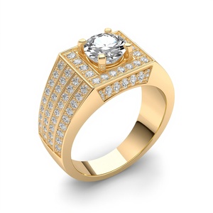 Anillo de Diamantes para Hombre en Oro Rosa Sólido de 18K, Diseño Cuadrado con Halo de Diamantes Pavé, Banda Ancha, Joyería Fina Personalizada - Product Image 3