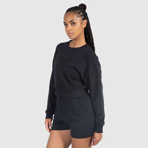 Sudadera corta con capucha para mujer, talla grande, de poliéster/algodón, con estampado, manga larga, para invierno, con forro polar, cuello redondo. - Product Image 3