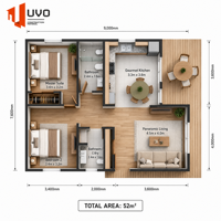 Maison préfabriquée de luxe UVO de 52 m², villa Airbnb, conforme à la norme NCC, fabriquée en Australie, maison modulaire moderne en conteneur, prête à être expédiée