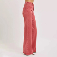 OEM Niedriger MOQ Bester Preis Einfarbige Großhandels-Waschjeans Damen Lange Hosen Weite Beine Streetwear Baggy Jeans