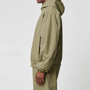 Manufacturer Men's Hooded Windbreaker Tracksuit Custom Print Logo <b>Nylon</b> Elastic Hem Track Jacket & Oversized Waterproof <b>Joggers</b> - Product Image 3