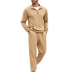 Conjunto Deportivo para Hombre de Color Sólido, Sudadera con Cierre de Media Cremallera y Pantalones Deportivos Largos con Bolsillos Laterales, Ropa Casual de Otoño - Product Image 1