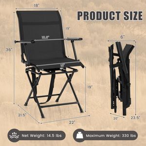 Chaise de patio pivotante avec accoudoirs et dossier en maille, design pliable - Product Image 5