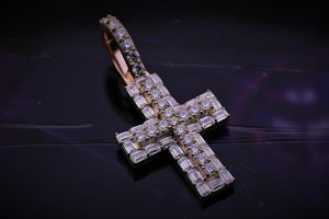 <b>Emerald</b> VVS Moissanite Jesus Cross Christian Religious Faith Luxury Gold Plated 925 Silver <b>Pendant</b> for Women Men - Product Image 2