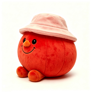 Citrouille en peluche personnalisée avec détails segmentés, peluche fantaisie d'Halloween, citrouille en peluche ronde avec jambes, jouet en peluche citrouille rouge - Product Image 1